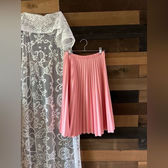 Vintage 60s Sarah K Baby Pink Pleated Midi Skirt Size Vintage 10 - Picture 8 of 9
